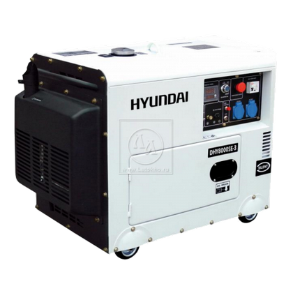 Аренда дизельного генератора, электростанции в шумоподавляющем кожухе (с электрозапуском) HYUNDAI DHY 6000 SE (Южная Корея)